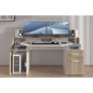 Bureau Silver avec LED - Décor chene et mélamine blanc brillant - L 178 x P 88 x H 68 cm - PARISOT