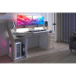 Bureau Silver avec LED - Décor chene et mélamine blanc brillant - L 178 x P 88 x H 68 cm - PARISOT