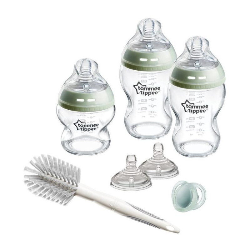 Coffret biberons - TOMMEE TIPPEE - NATURAL START - En verre - Biberons anti-colique 150 ml / 250 ml - Tétines a débit moyen