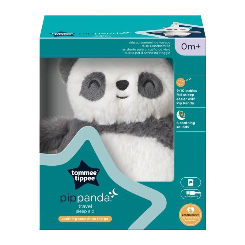 Mini Peluche - TOMMEE TIPPEE - Pippo Le Panda - Aide au sommeil nomade - 6 sons - Rechargeable par USB - Lavable en machine