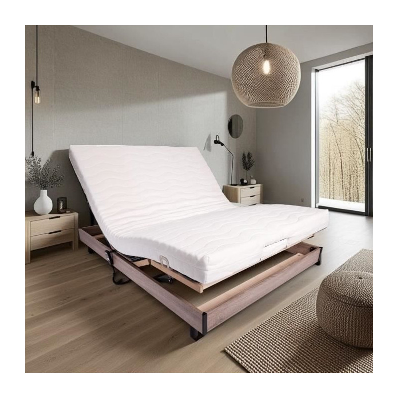 Ensemble relaxation matelas + sommier électrique 140x190 - Mousse - Ferme - TALCA Fabrication française