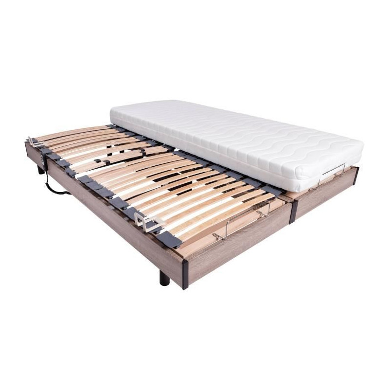 Ensemble relaxation matelas + sommiers électriques 2x90x200 - Mousse - Ferme - TALCA Fabrication française