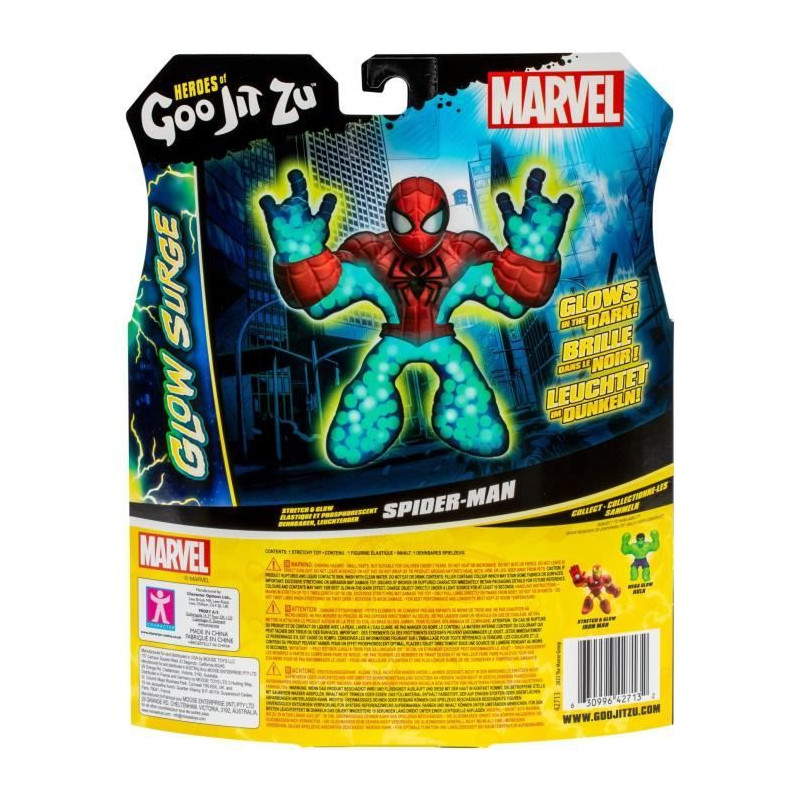 Spiderman Glow Surge 11cm - HERoeS OF GOO JIT ZU - MARVEL - Figurine lumineuse et extensible