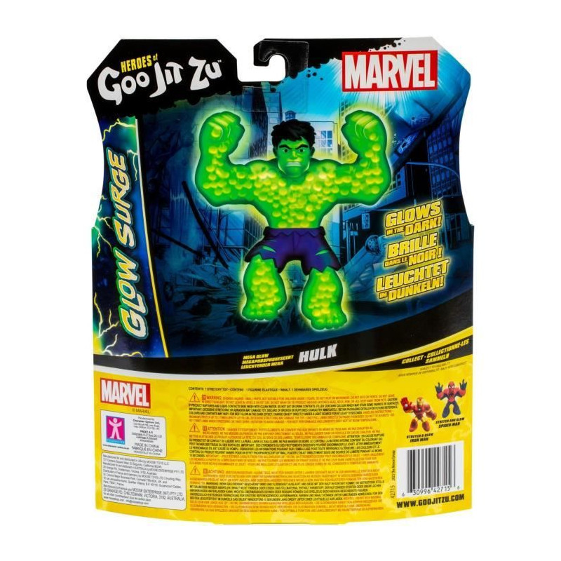 Hulk Glow Surge 11cm - HERoeS OF GOO JIT ZU - MARVEL - Figurine lumineuse et extensible