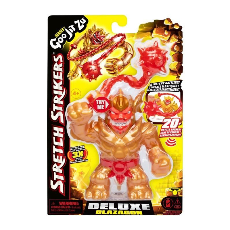 Figurine Deluxe Stretch Strikers Blazagon 11cm - HERoeS OF GOO JIT ZU - Héros guerrier sonore avec arme extensible