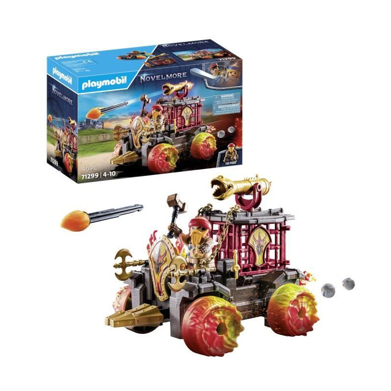 PLAYMOBIL 71299 Chariot de combat enflammé des Burnham Raiders- Affrontez les ennemis avec le chariot, son canon et siege éjec