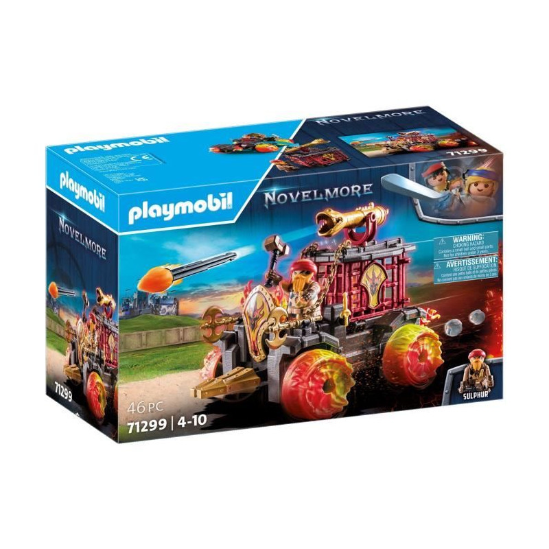 PLAYMOBIL 71299 Chariot de combat enflammé des Burnham Raiders- Affrontez les ennemis avec le chariot, son canon et siege éjec