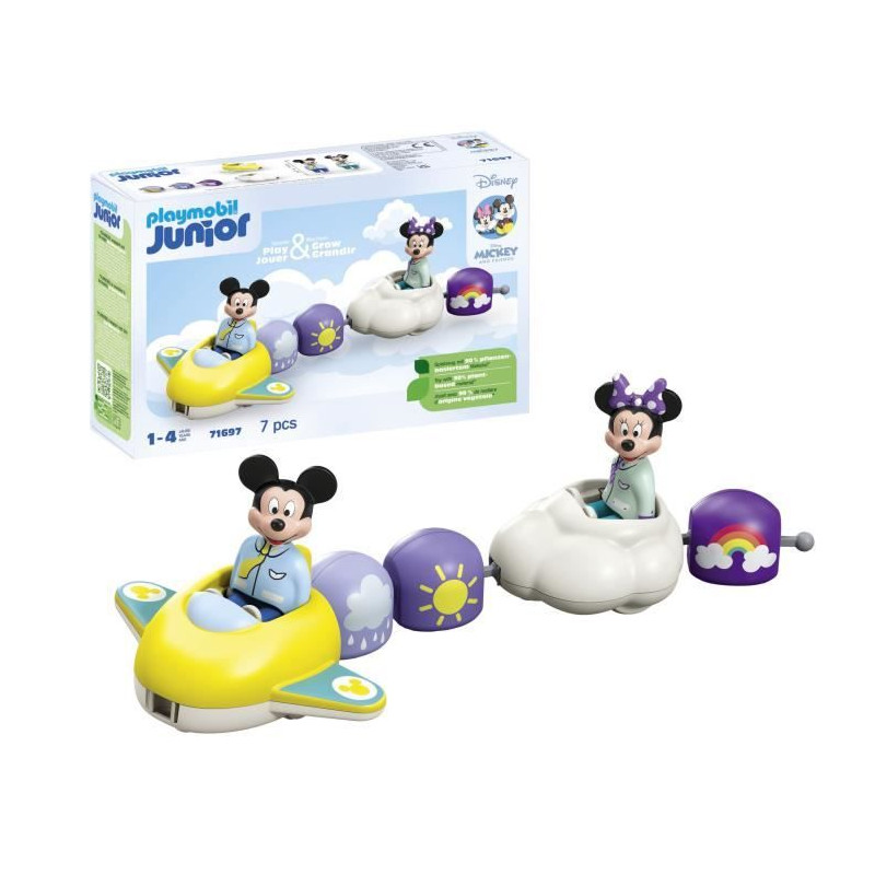 PLAYMOBIL 71697 Train des nuages de Mickey et Minnie - Disney - Comprend Minnie, Mickey et un avion-train-nuage - Des 1 an