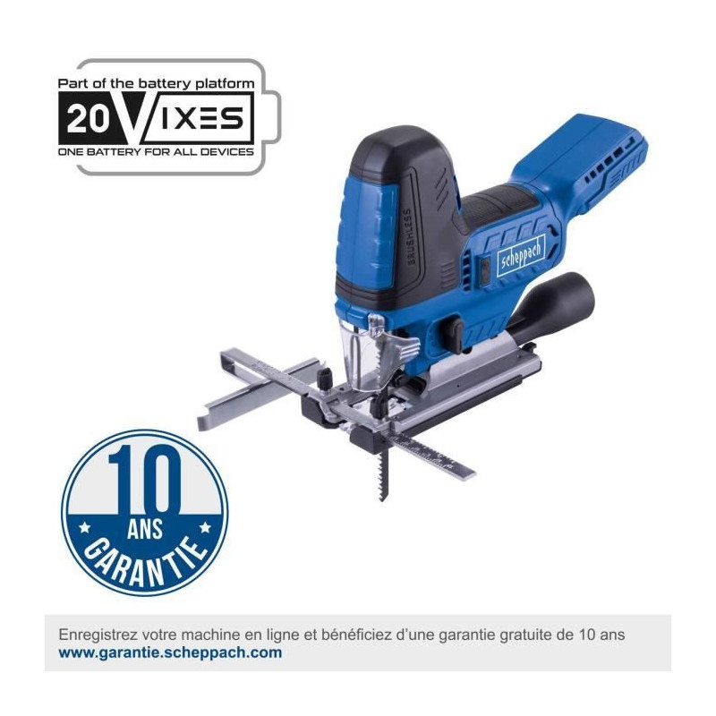 Scie sauteuse - SCHEPPACH - 20V IXES - Lame 152 mm - 1000 a 3000 mouvement/min - sans batterie ni chargeur - BC-JS254-X