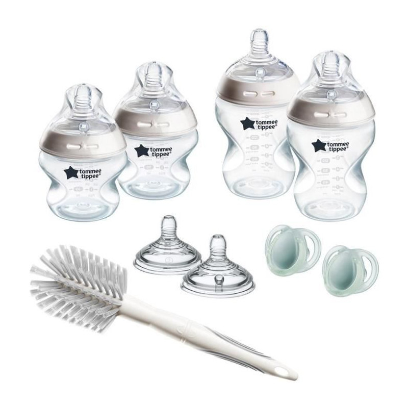 Coffret biberons - TOMMEE TIPPEE - NATURAL START - 4x biberons 150 ml / 260 ml - Anti-colique - 2x tétines - Nouveau-né