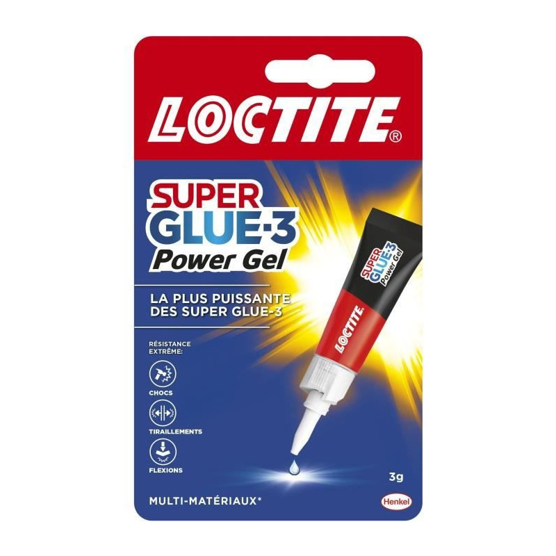 Colles cyanocrylates - LOCTITE - SUPERGLUE-3P - Power gel - Tube 3g