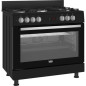 Cuisiniere - BEKO - GM15311DBNS - 90cm - 4 Gaz + 1 Double couronne - Multifonction - Nettoyage catalyse 3 côtés - 111L - Noir