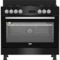 Cuisiniere - BEKO - GM15311DBNS - 90cm - 4 Gaz + 1 Double couronne - Multifonction - Nettoyage catalyse 3 côtés - 111L - Noir