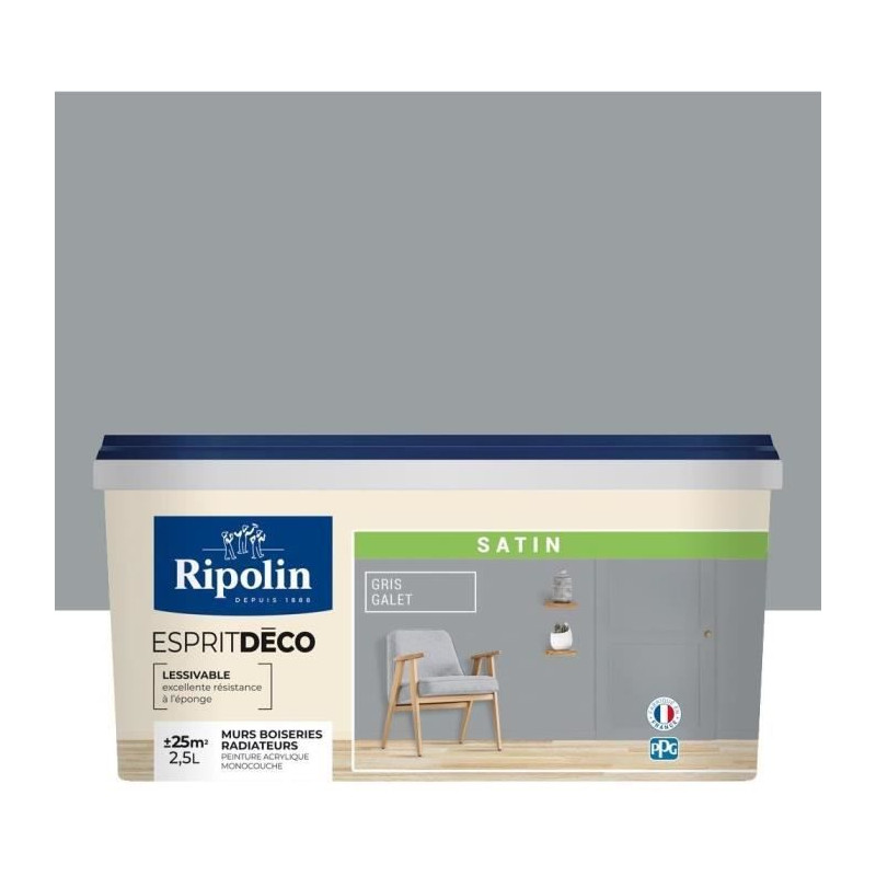 RIPOLIN ESPRIT DECO MULTI SUPPORTS GALET  satin 2,5L