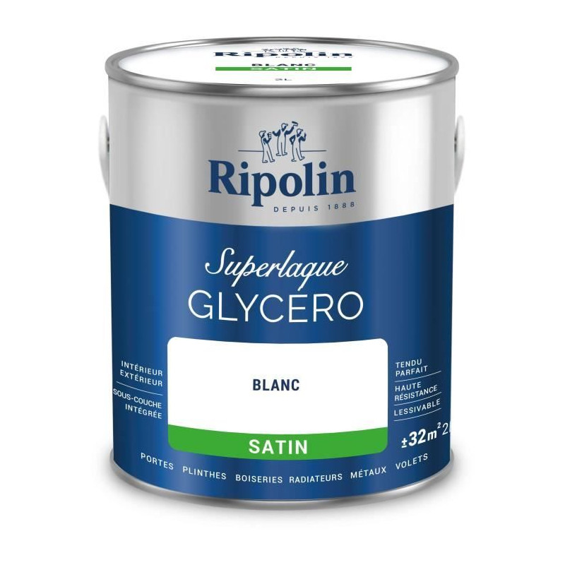 Laque glycéro - RIPOLIN - 447559 - Blanc - Satin - 2 L