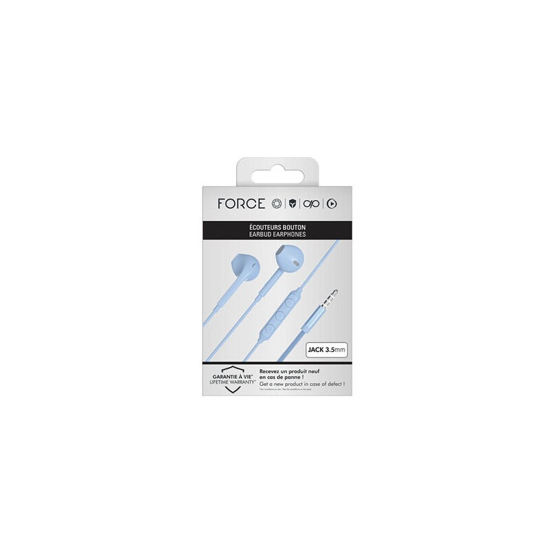 Ecouteurs Force Play Ecouteur Renforcé Jack 3.5mm Recycle Bleu