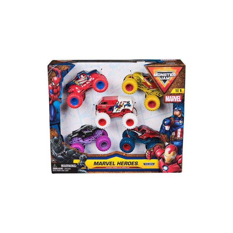 Pack de 5 véhicules Monster Jam Marvel Die Cast