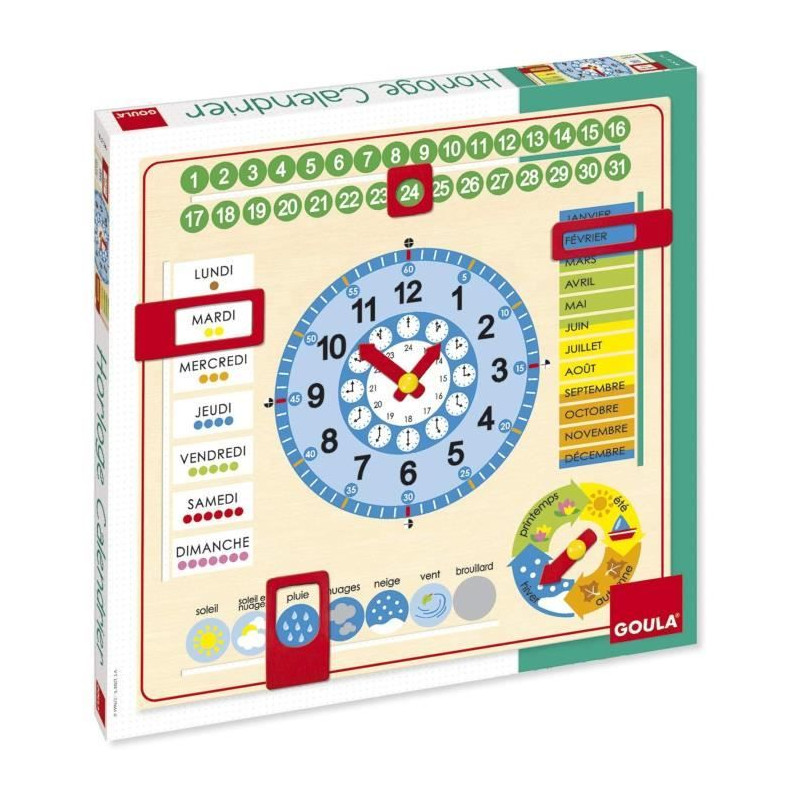 Horloge calendrier - GOULA - Apprentissage des mois, saisons, jours et heures