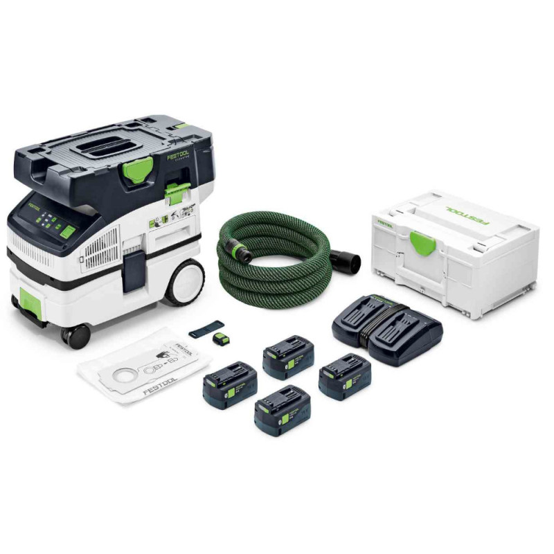 Aspirateur CLEANTEC 2x18V CTLC MINI I Plus + 4 batteries 5 Ah + chargeur FESTOOL 577670