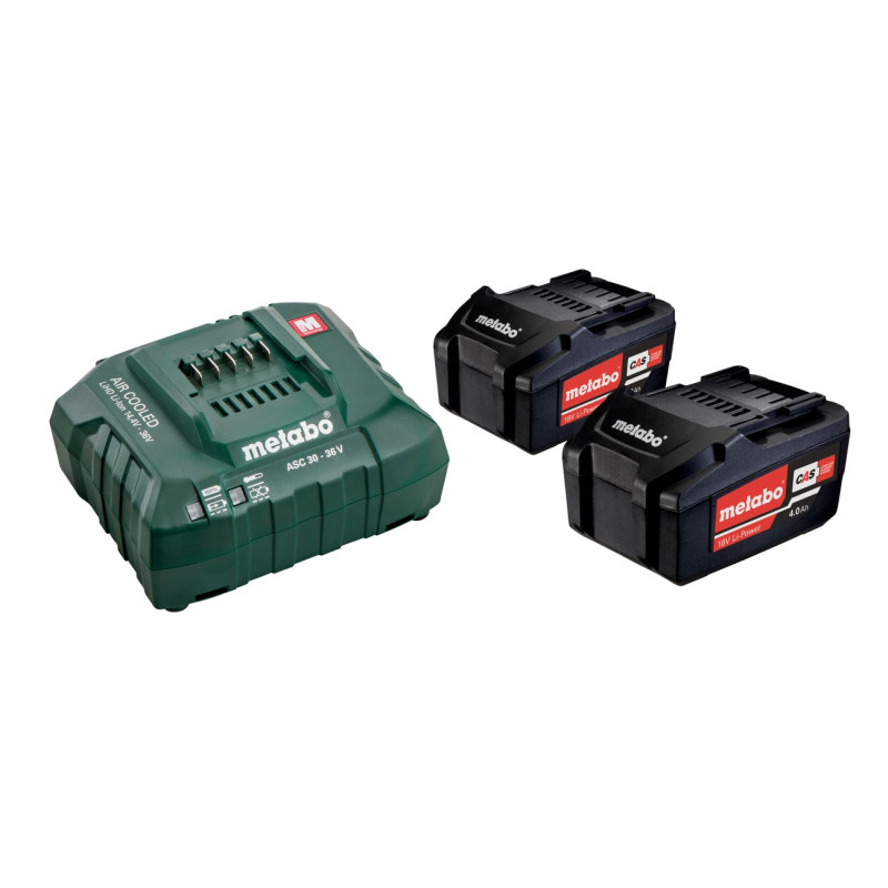 Set de base 2 batteries Li power 18V 4Ah + chargeur ASC 55 METABO 685050000