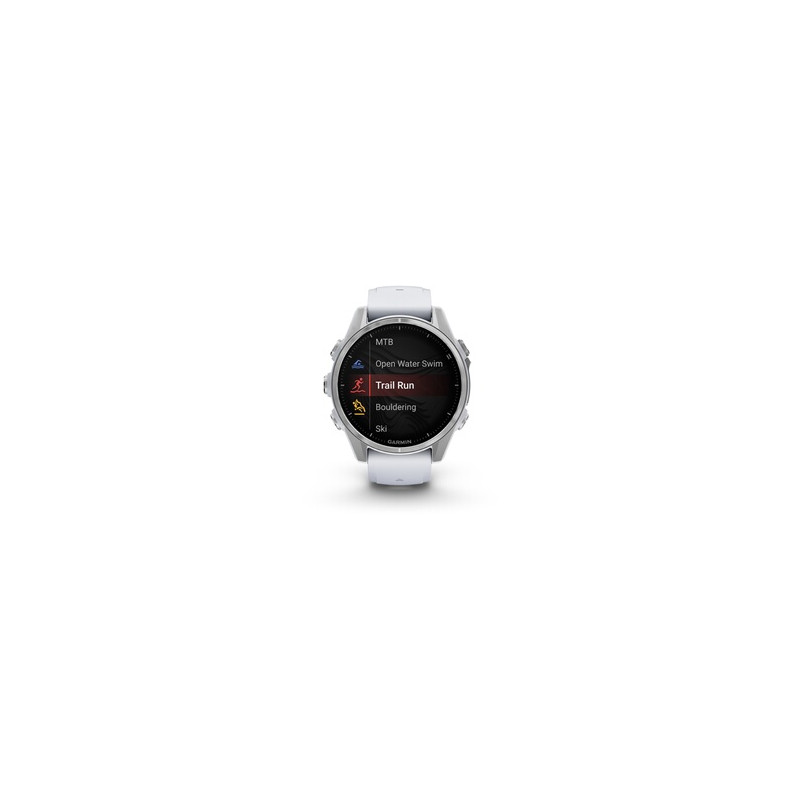 Montre connectée Garmin fenix8 AMOLED 43mm Acier Silver avec bracelet blanc