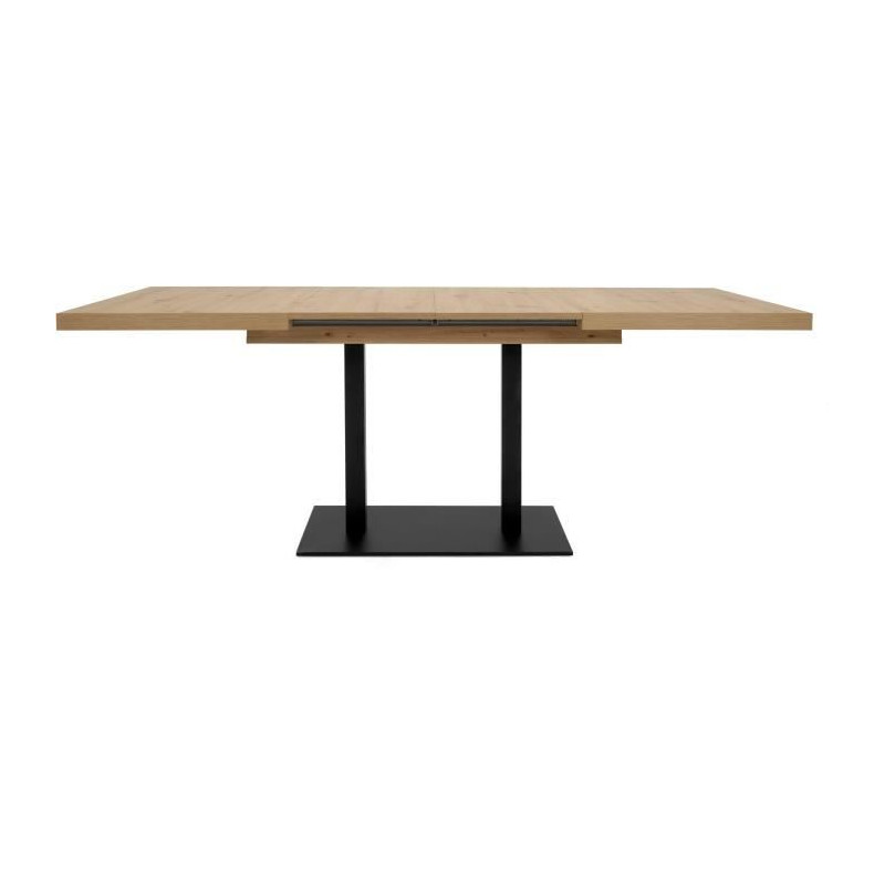 Table a manger extensible - ORLANDO - Chene artisan / noir - 6 a 10 personnes - 120-200 x 75 x 80 cm