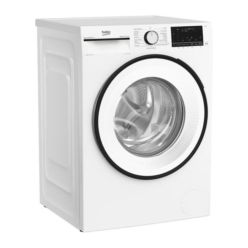 Lave-linge hublot BEKO B3WFT51062WW - 10 kg - Induction - L60cm - 1600 trs/min - Classe B - Blanc