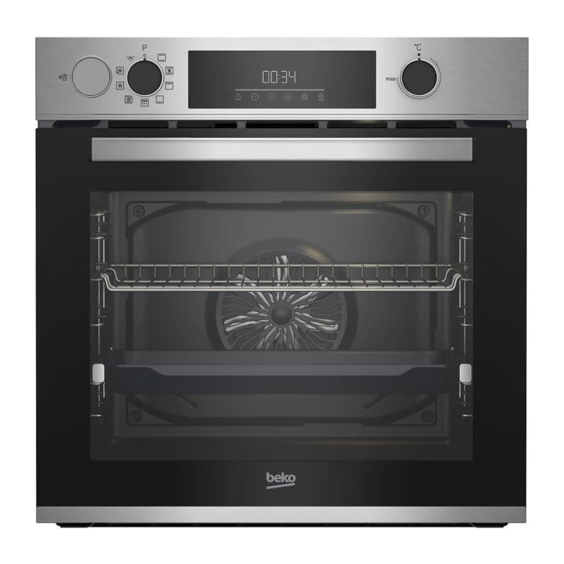 Four encastrable - Chaleur pulsée 3D - BEKO - BBIS14300XMPSE - Inox - 72 L - Porte froide GIFAM - 59,4x56,7x59,5 cm