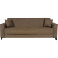 Canapé convertible 3 places - BERGAMO - Tissu marron - 2 coussins - coffre de rangement - 230 x 85 x 89 cm