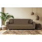 Canapé convertible 3 places - BERGAMO - Tissu marron - 2 coussins - coffre de rangement - 230 x 85 x 89 cm