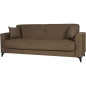 Canapé convertible 3 places - BERGAMO - Tissu marron - 2 coussins - coffre de rangement - 230 x 85 x 89 cm