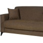 Canapé convertible 3 places - BERGAMO - Tissu marron - 2 coussins - coffre de rangement - 230 x 85 x 89 cm