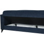 Canapé convertible 3 places - BERGAMO - Tissu bleu foncé - 2 coussins - coffre de rangement - 230 x 85 x 89 cm