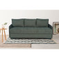 Canapé convertible 3 places - BETTA - Tissu vert foncé - Couchage 145 x 190 cm - Coffre de rangement - 200 x 95 x 91 cm