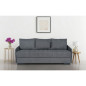 Canapé convertible 3 places - BETTA - Tissu gris clair - Couchage 145 x 190 cm - Coffre de rangement - 200 x 95 x 91 cm