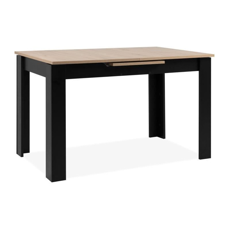 Table extensible - BIRMINGHAM - 80A - Ouverture synchonisée automatique - Chene / noir - 6 / 8 personnes - 125-165 x 75 x 80 cm