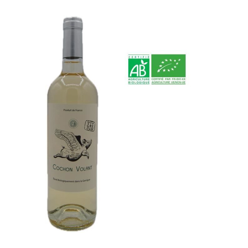 Château des Caraguilhes Cuvée Le Cochon Volant 2023 Pays d'Oc - Vin blanc de Languedoc-Roussillon - Bio