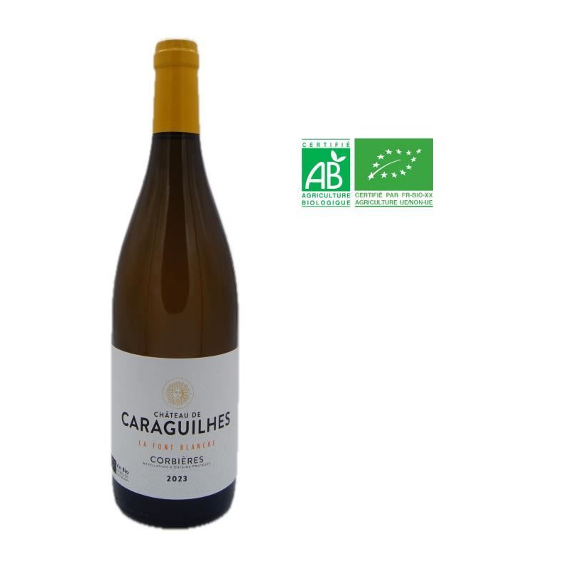 Château des Caraguilhes Cuvée La Font Blanche 2023 Corbieres - Vin blanc de Languedoc-Roussillon - Bio