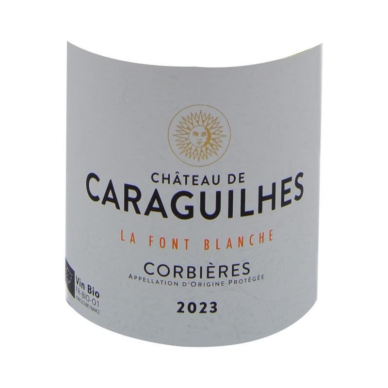 Château des Caraguilhes Cuvée La Font Blanche 2023 Corbieres - Vin blanc de Languedoc-Roussillon - Bio