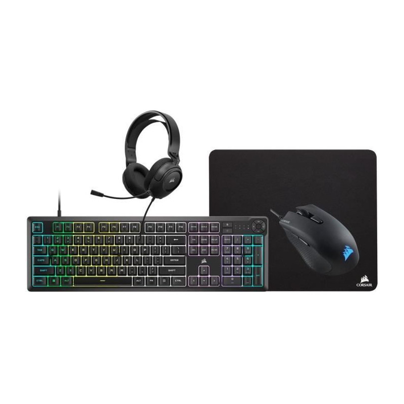 Pack Gaming CORSAIR 4 en 1 - Clavier K55 + Souris gaming HARPOON RGB PRO + Tapis de souris MM100 + Casque multiplateforme HS35