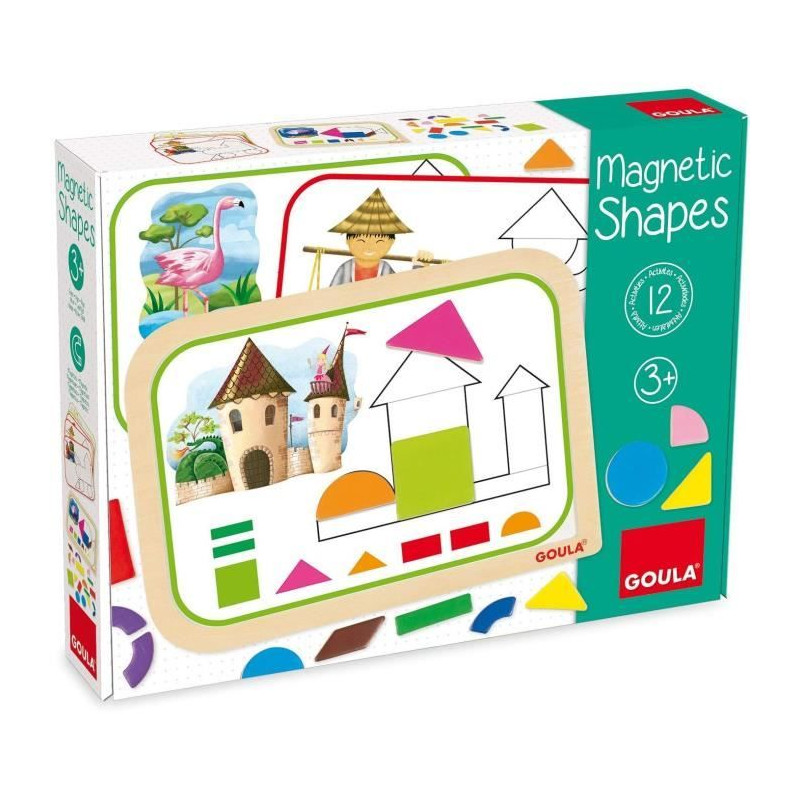 Jeu éducatif - GOULA - Coffret formes magnétiques - 12 activités avec 24 pieces en bois