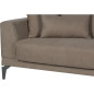 Canapé convertible 3 places - HENRY - Tissu marron - 3 coussins - coffre de rangement - 234 x 85 x 84 cm