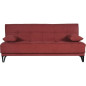 Banquette convertible 3 places - LIMRA - Tissu rouge - 2 coussins - Coffre de rangement - 190 x 87 x 87 cm