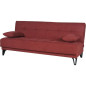 Banquette convertible 3 places - LIMRA - Tissu rouge - 2 coussins - Coffre de rangement - 190 x 87 x 87 cm