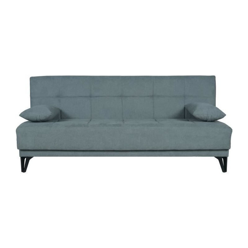 Banquette convertible 3 places - LIMRA - Tissu menthe- 2 coussins - Coffre de rangement - 190 x 87 x 87 cm