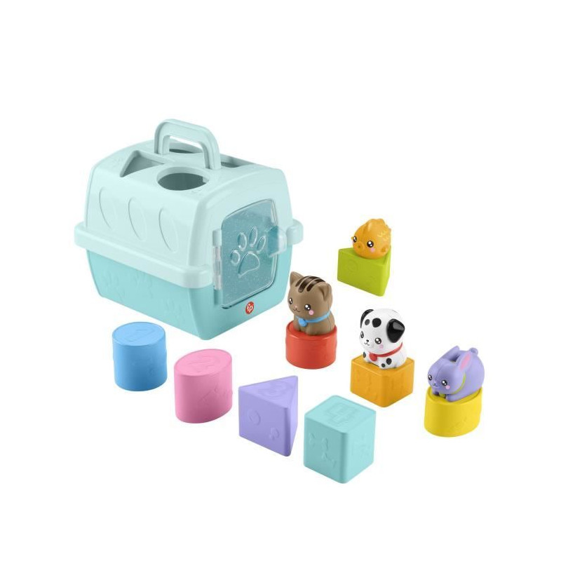 Fisher-Price-Trieur Caisse de Transport d'Animaux-Trieur 8 blocs HTW93