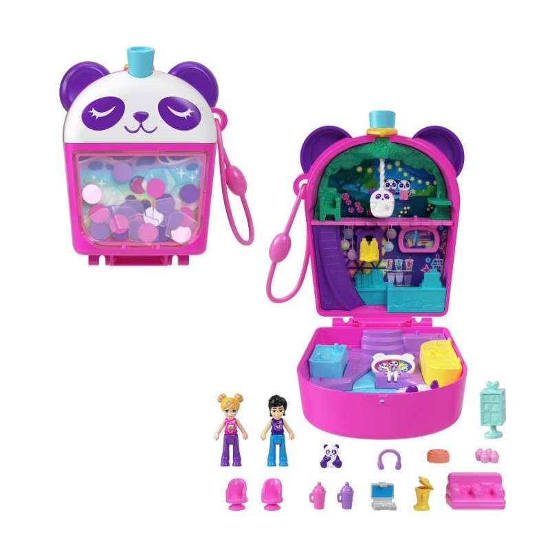 Polly Pocket-Panda Bubble Tea-Coffret avec 2 mini-figurines et panda HWN95