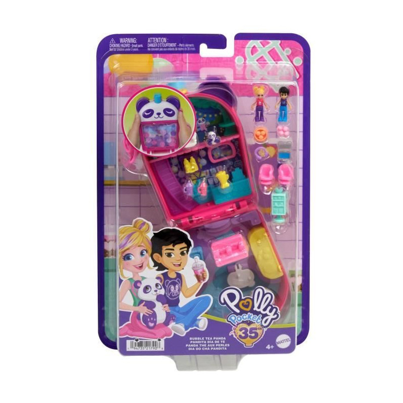 Polly Pocket-Panda Bubble Tea-Coffret avec 2 mini-figurines et panda HWN95