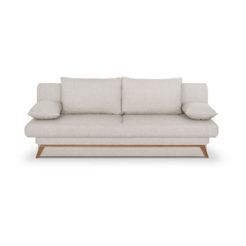 Banquette convertible - 3 places - NAOTO - Tissu beige - Coffre de rangement - 202 x 98 x 98 cm