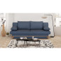 Banquette convertible - 3 places - NAOTO - Tissu bleu foncé - Coffre de rangement - 202 x 98 x 98 cm